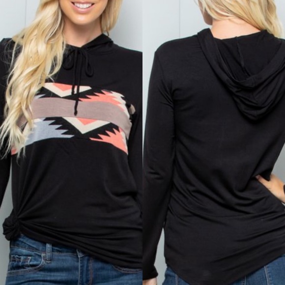 Black & Mocha Geometric Hoodie - Picture 3 of 3